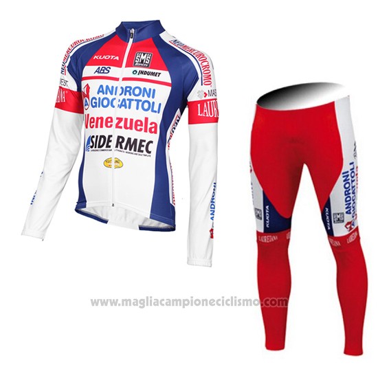 2015 Abbigliamento Ciclismo Androni Giocattoli Bianco Manica Lunga e Salopette